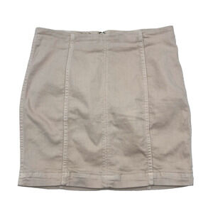 Free People Beige Mid Rise Paneled Denim Stretch Mini Skirt Size 4 27x14.5"